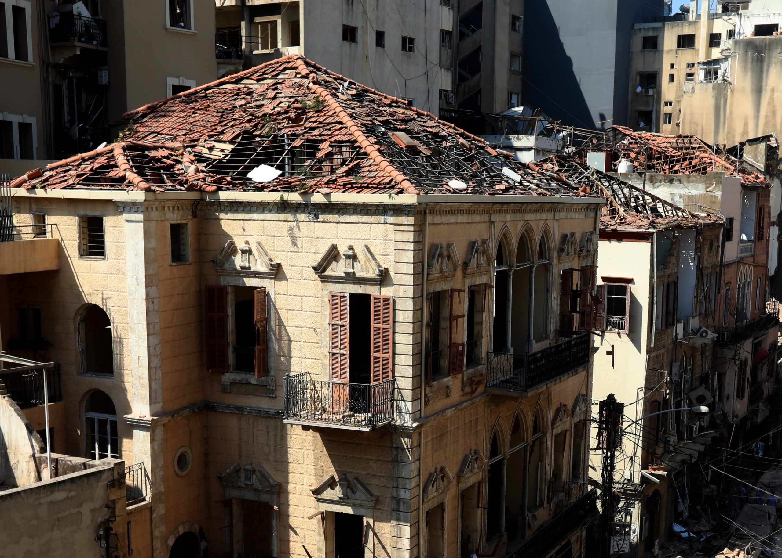 Traditional Beirut houses destroyed by the blast