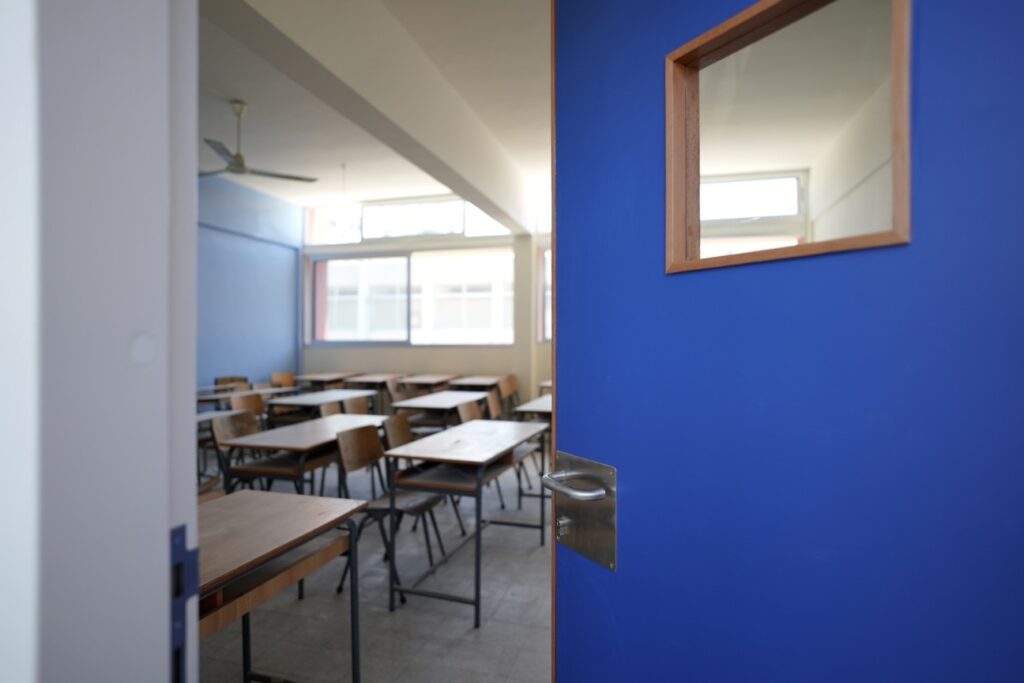 Renovated door and classroom