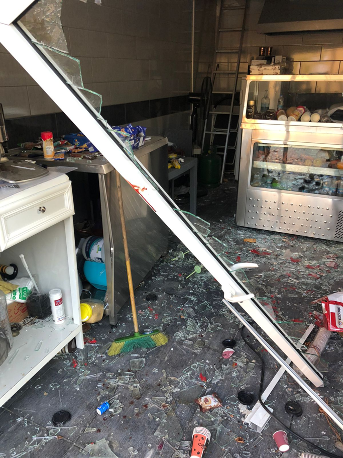 Damaged grocery shop