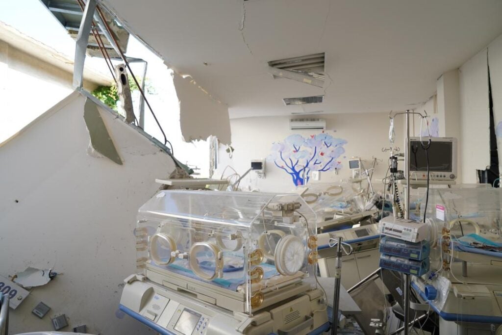 Damaged premature babies unit
